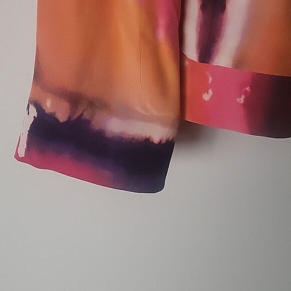 NWT Rachel Roy Sz 2 4 Silk Blazer Jacket Colorful Pink White Art Professional - Picture 11 of 16